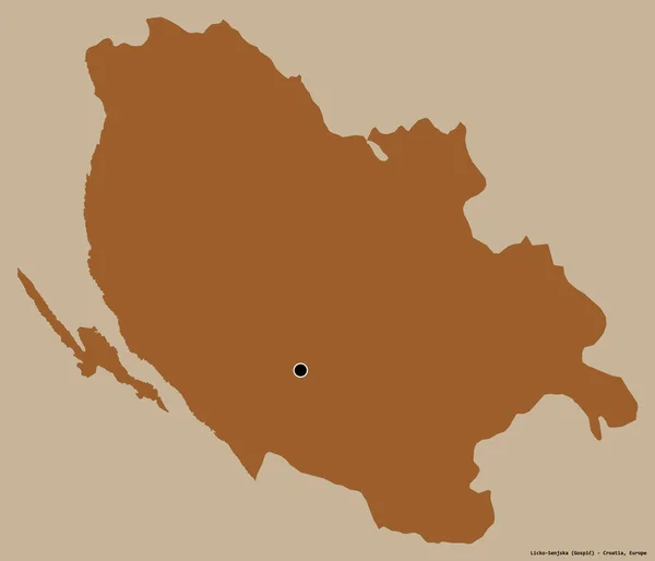 Форма Licko Senjska Графства Хорватия Столицей Изолированы Твердом Цветном Фоне — стоковое фото
