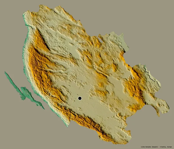Forma Licko Senjska Provincia Croacia Con Capital Aislada Sobre Fondo — Foto de Stock