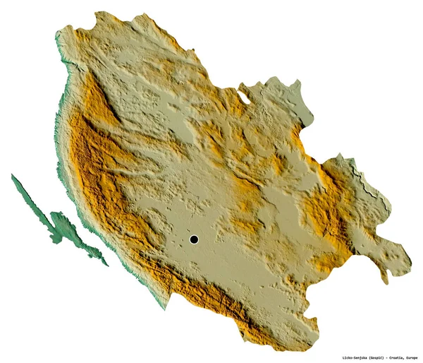 Alakja Licko Senjska Horvátország Megye Főváros Elszigetelt Fehér Alapon Topográfiai — Stock Fotó