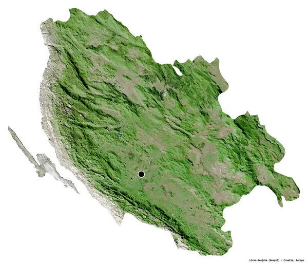 Forma Licko Senjska Provincia Croacia Con Capital Aislada Sobre Fondo —  Fotos de Stock