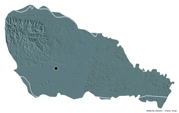 Форма Медімурська Округ Хорватія Столицею Ізольованою Білому Тлі Кольорові Карти — стокове фото