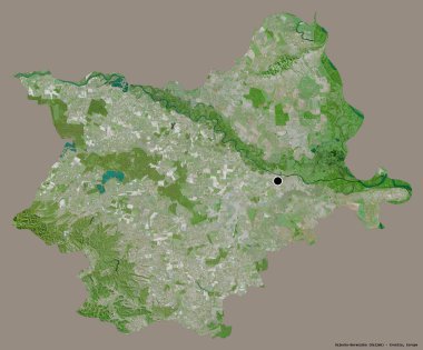 Hırvatistan 'ın Osjecko-Baranjska ilçesinin başkenti sağlam bir renk zeminine sahip. Uydu görüntüleri. 3B görüntüleme