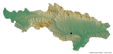 Hırvatistan 'ın Pozesko-Slavonska ilçesinin başkenti beyaz arka planda izole edilmiştir. Topografik yardım haritası. 3B görüntüleme