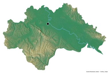 Hırvatistan 'ın Sisacko-Moslavacka ilçesinin başkenti beyaz arka planda izole edilmiştir. Topografik yardım haritası. 3B görüntüleme