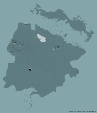 Küba 'nın başkenti Ciego de Avila' nın katı renk arka planı ile izole edilmiş hali. Renkli yükseklik haritası. 3B görüntüleme