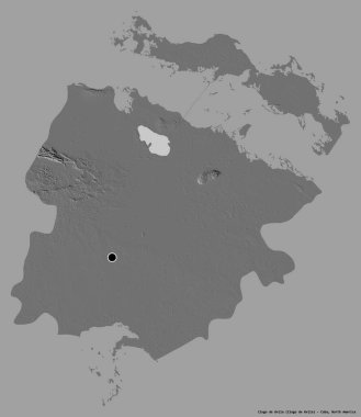 Küba 'nın başkenti Ciego de Avila' nın katı renk arka planı ile izole edilmiş hali. Çift seviyeli yükseklik haritası. 3B görüntüleme