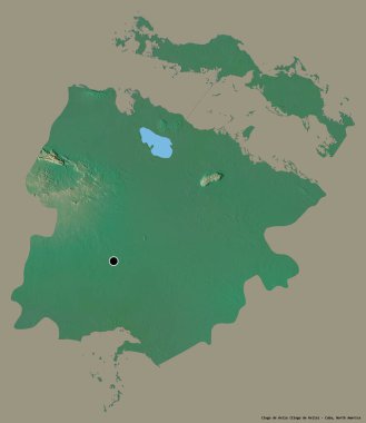 Küba 'nın başkenti Ciego de Avila' nın katı renk arka planı ile izole edilmiş hali. Topografik yardım haritası. 3B görüntüleme