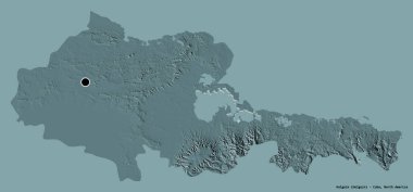 Küba 'nın Holguen eyaleti, başkenti katı renk arkaplanı ile izole edilmiştir. Renkli yükseklik haritası. 3B görüntüleme