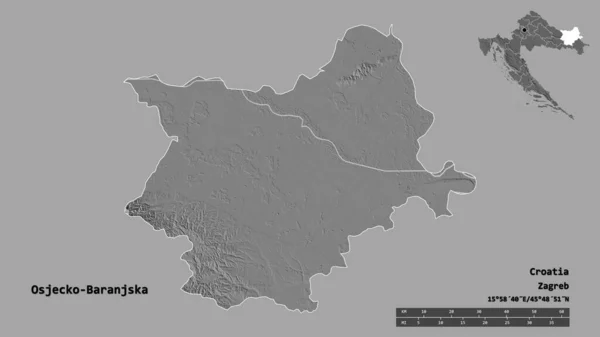 Forma Osjecko Baranjska Condado Croácia Com Sua Capital Isolada Fundo — Fotografia de Stock