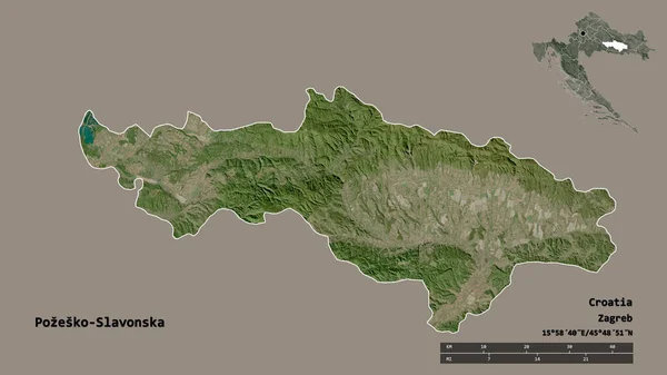 Forma Pozesko Slavonska Provincia Croacia Con Capital Aislada Sobre Fondo —  Fotos de Stock