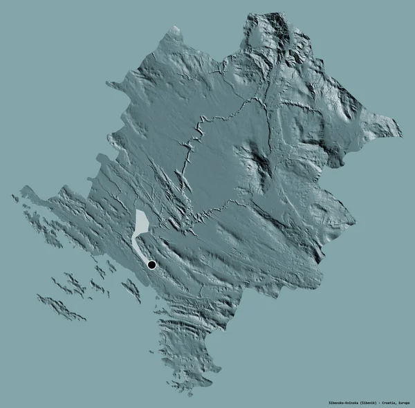 Forma Sibensko Kninska Condado Croácia Com Sua Capital Isolada Fundo — Fotografia de Stock