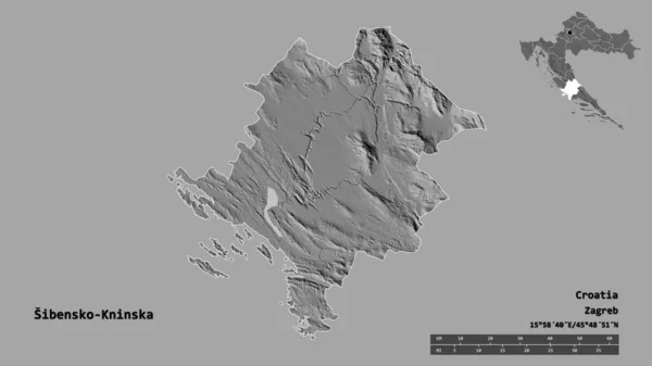 Forma Sibensko Kninska Contea Della Croazia Con Sua Capitale Isolata — Foto Stock