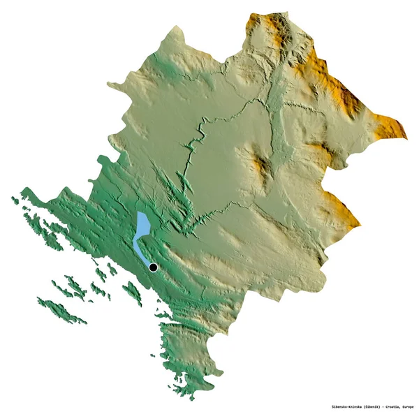 Forme Sibensko Kninska Comté Croatie Avec Capitale Isolée Sur Fond — Photo