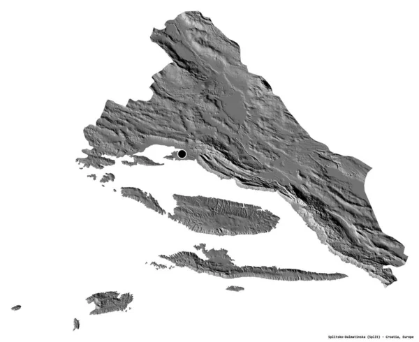 Tvar Splitsko Dalmatinska Okres Chorvatsko Jeho Hlavním Městem Izolované Bílém — Stock fotografie