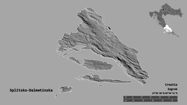 Forma Splitsko Dalmatinska Contea Della Croazia Con Sua Capitale Isolata — Foto Stock