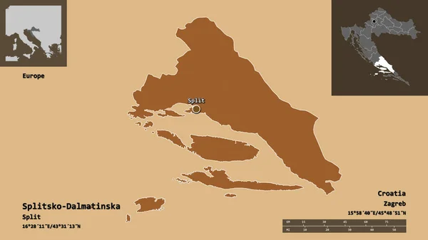 Forma Splitsko Dalmatinska Condado Croacia Capital Escala Distancia Vistas Previas —  Fotos de Stock