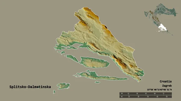 Alakja Splitsko Dalmatinska Horvátország Megye Főváros Elszigetelt Szilárd Háttérrel Távolsági — Stock Fotó