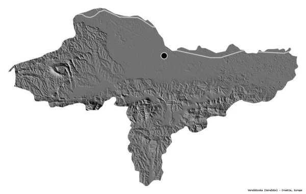 Forma Varazdinska Provincia Croacia Con Capital Aislada Sobre Fondo Blanco — Foto de Stock