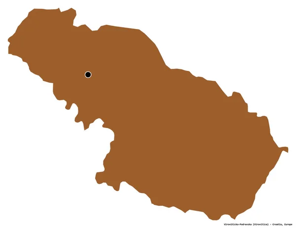 克罗地亚县Viroviticko Podravska的形状 其首都因白色背景而孤立 图形纹理的组成 3D渲染 — 图库照片