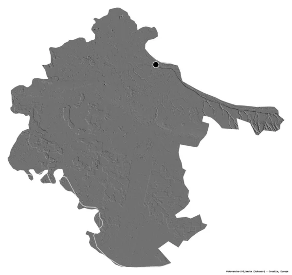 Forma Vukovarsko Srijemska Provincia Croacia Con Capital Aislada Sobre Fondo —  Fotos de Stock