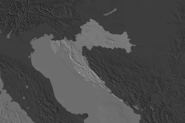 Shape Croatia Separated Desaturation Neighboring Areas Bilevel Elevation Map Rendering — Stock Photo, Image