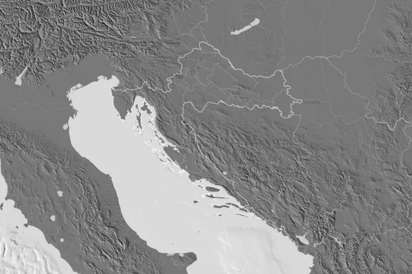 Розширена Територія Хорватії Обрисами Країни Міжнародними Регіональними Кордонами Білевелівська Карта — стокове фото