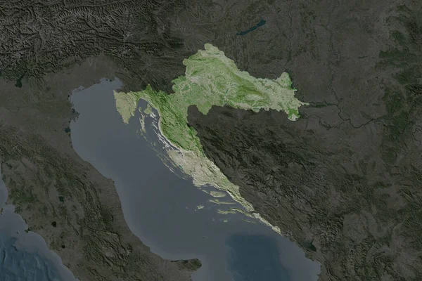 クロアチアの形は近隣地域の砂漠化によって分離されている 衛星画像 3Dレンダリング — ストック写真