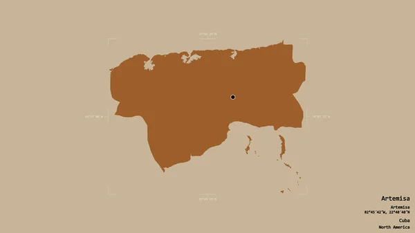 古巴阿耳特弥萨省的一个地区 在一个地理参照框的坚实背景下被隔离 图形纹理的组成 3D渲染 — 图库照片