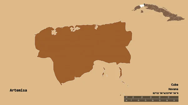 Forma Artemisa Provincia Cuba Con Capital Aislada Sobre Fondo Sólido — Foto de Stock