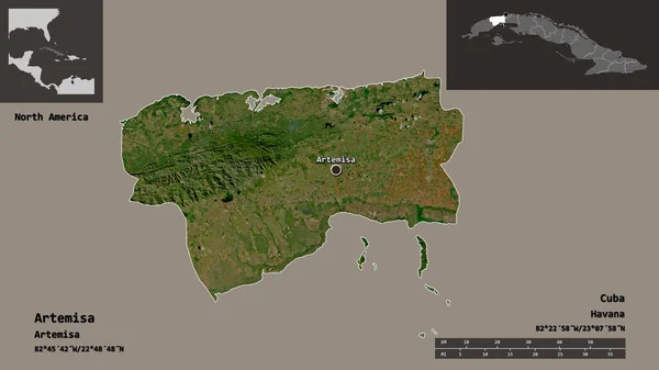 Forma Artemisa Província Cuba Sua Capital Escala Distância Previews Rótulos — Fotografia de Stock