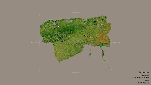 Area Artemisa Province Cuba Isolated Solid Background Georeferenced Bounding Box — Stock Photo, Image