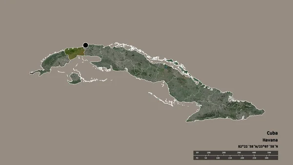 Desaturated Shape Cuba Its Capital Main Regional Division Separated Artemisa — Stock Photo, Image