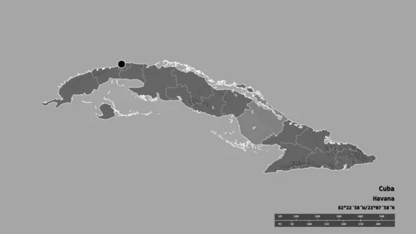 Forma Desnaturalizada Cuba Con Capital Principal División Regional Zona Separada —  Fotos de Stock