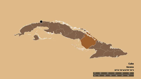 Обесцвеченная Форма Кубы Столицей Главным Региональным Разделением Отделенной Территорией Камагуи — стоковое фото