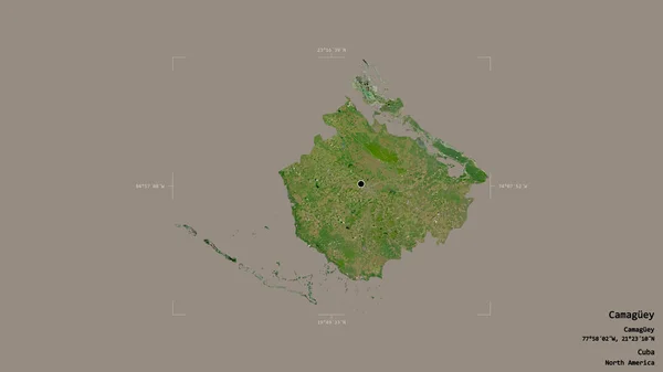 Obszar Camaguey Prowincja Kuba Odizolowany Solidnym Tle Georeferencyjnym Polu Granicznym — Zdjęcie stockowe