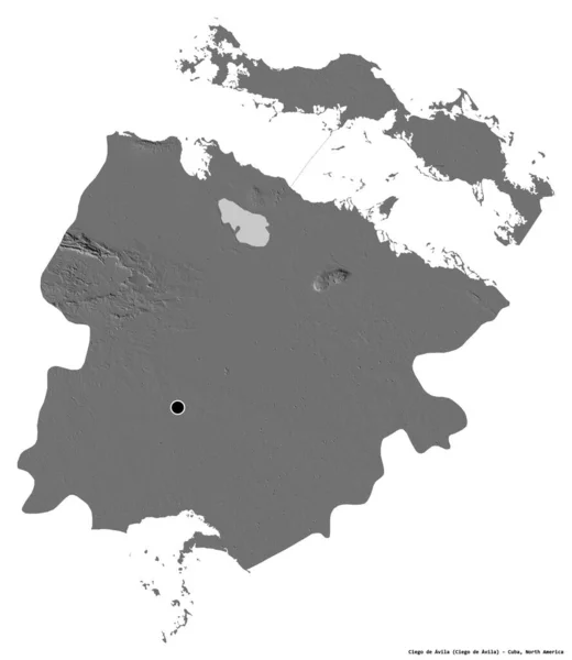 Форма Ciego Avila Провинции Куба Столицей Изолированной Белом Фоне Карта — стоковое фото