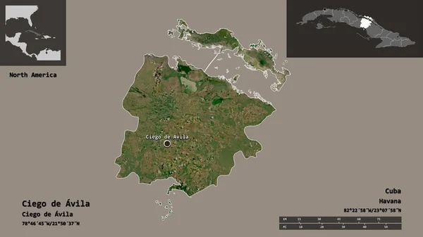 Form Ciego Avila Provinsen Kuba Och Dess Huvudstad Avståndsskala Förhandsvisningar — Stockfoto