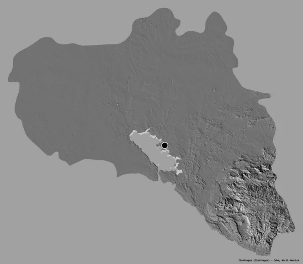 Forma Cienfuegos Provincia Cuba Con Capital Aislada Sobre Fondo Color — Foto de Stock