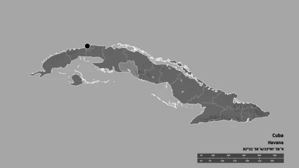 Forma Desnaturalizada Cuba Con Capital Principal División Regional Área Separada —  Fotos de Stock