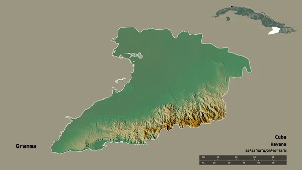 Форма Гранма Провинция Куба Столицей Изолированы Прочном Фоне Дистанционный Масштаб — стоковое фото