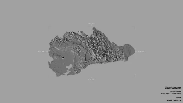 Area Guantanamo Province Cuba Isolated Solid Background Georeferenced Bounding Box — Stock Photo, Image