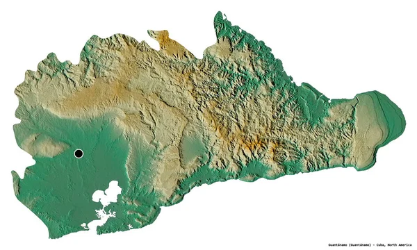 Tvar Guantánama Provincie Kuba Hlavním Městem Izolovaným Bílém Pozadí Topografická — Stock fotografie