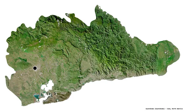 Форма Гуантанамо Провінції Куба Столицею Ізольованою Білому Тлі Супутникові Знімки — стокове фото