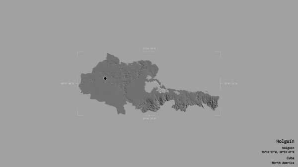 古巴省Holguin地区 在一个地理参照框的坚实背景下被隔离 Bilevel高程图 3D渲染 — 图库照片