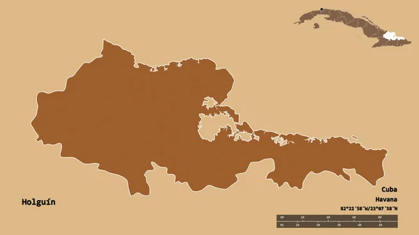 Forma Holguin Provincia Cuba Con Suo Capoluogo Isolato Uno Sfondo — Foto Stock