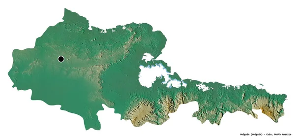 キューバの州 ホルギンの形で その首都は白い背景に孤立しています 地形図 3Dレンダリング — ストック写真