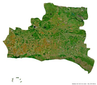 Beyaz arka planda başkenti izole edilmiş Mayabeque, Küba eyaleti. Uydu görüntüleri. 3B görüntüleme