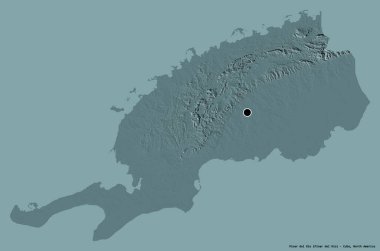 Küba 'nın başkenti Pinar del Rio' nun katı renk arkaplanı ile izole edilmiş hali. Renkli yükseklik haritası. 3B görüntüleme