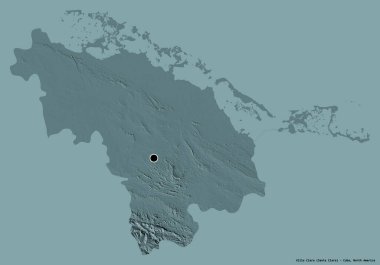 Küba 'nın başkenti Villa Clara' nın katı renk arkaplanı ile izole edilmiş hali. Renkli yükseklik haritası. 3B görüntüleme