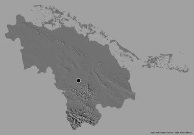 Küba 'nın başkenti Villa Clara' nın katı renk arkaplanı ile izole edilmiş hali. Çift seviyeli yükseklik haritası. 3B görüntüleme